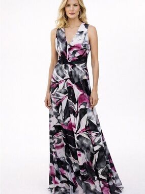 DKNY Maxi Dress | Elegant Geometric Print | Summer Travel Chic | Size 12